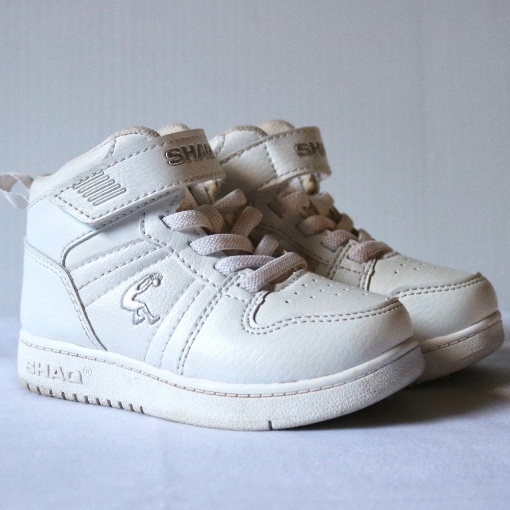 SHAQ Toddler Baby High Tops Sneakers White Running Shoes Size 7 Basketball